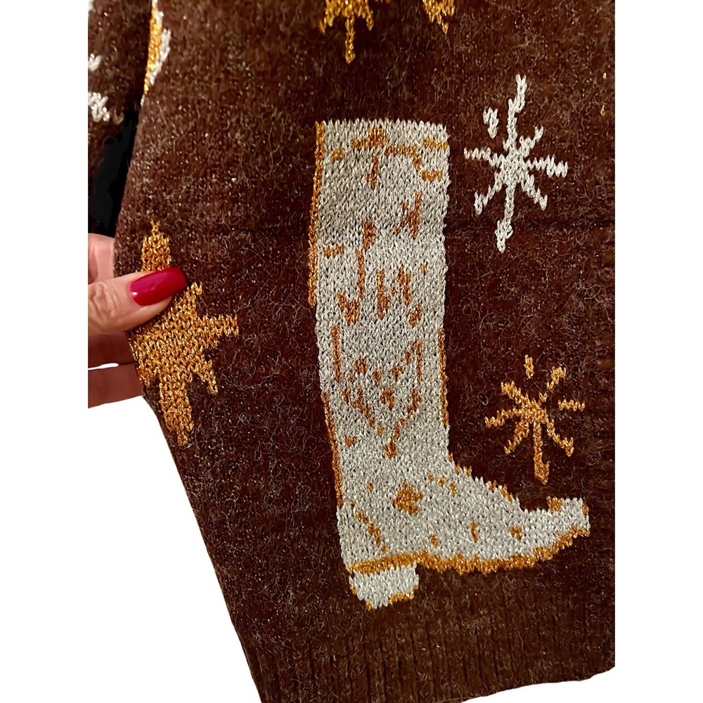LAST 1! ENTRO Shimmer Western Print Open Soft Cardigan! - Picture 6 of 6